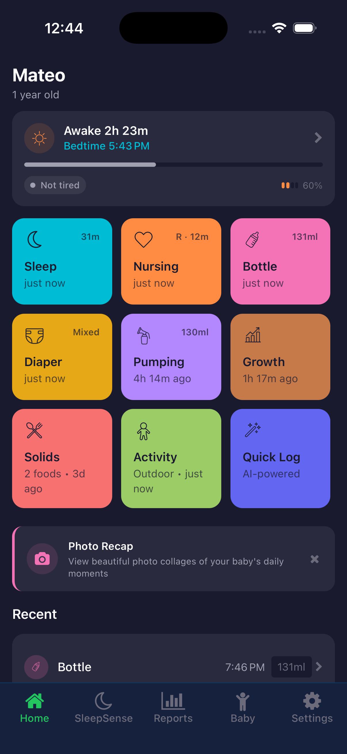 Home dashboard